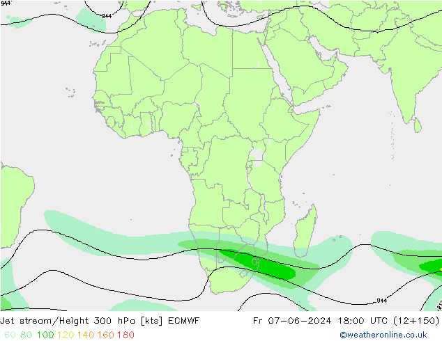 Jet stream/Height 300 hPa ECMWF Fr 07.06.2024 18 UTC