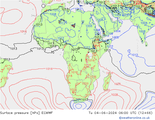 Pressione al suolo ECMWF mar 04.06.2024 06 UTC