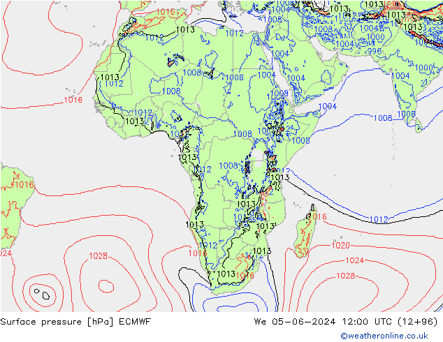 pressão do solo ECMWF Qua 05.06.2024 12 UTC