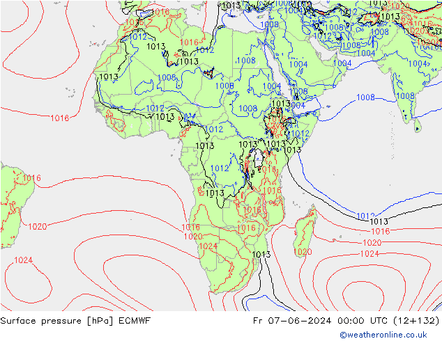 Luchtdruk (Grond) ECMWF vr 07.06.2024 00 UTC