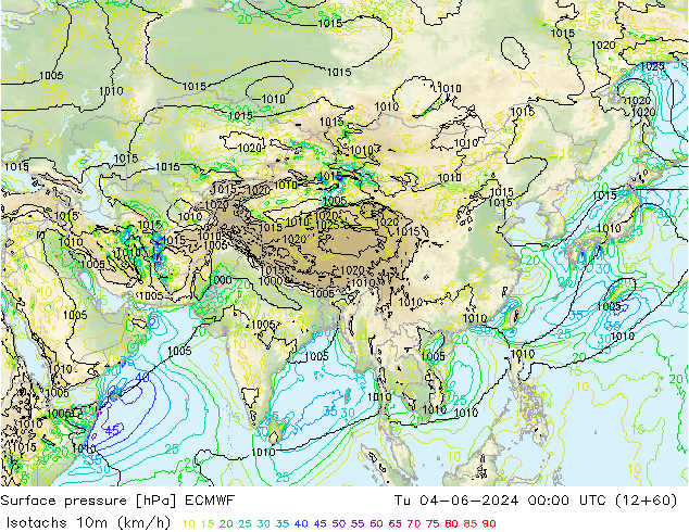 Isotaca (kph) ECMWF mar 04.06.2024 00 UTC