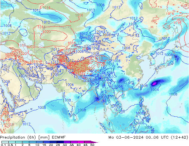 Yağış (6h) ECMWF Pzt 03.06.2024 06 UTC