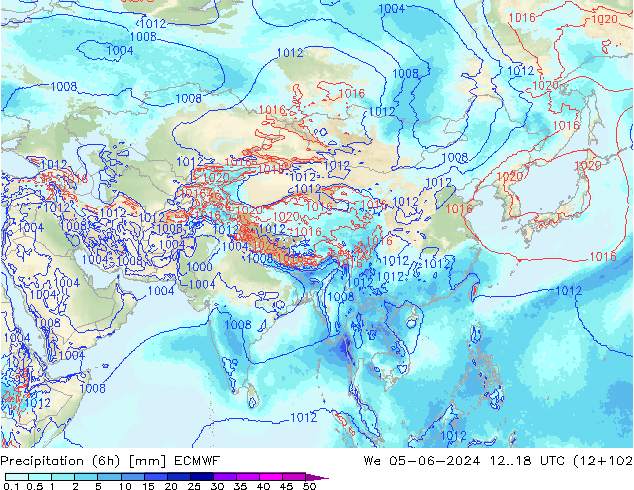 Yağış (6h) ECMWF Çar 05.06.2024 18 UTC