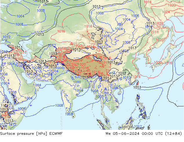 Presión superficial ECMWF mié 05.06.2024 00 UTC