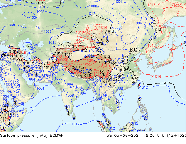 Surface pressure ECMWF We 05.06.2024 18 UTC