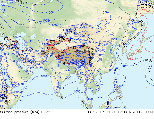 ciśnienie ECMWF pt. 07.06.2024 12 UTC