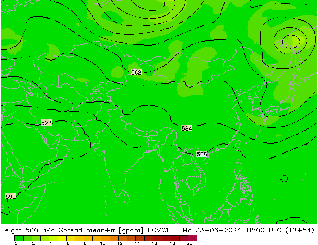 Height 500 hPa Spread ECMWF Mo 03.06.2024 18 UTC