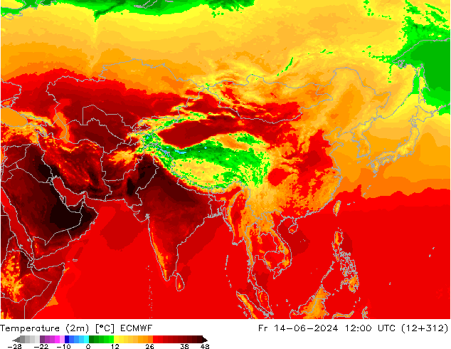 Temperatura (2m) ECMWF ven 14.06.2024 12 UTC