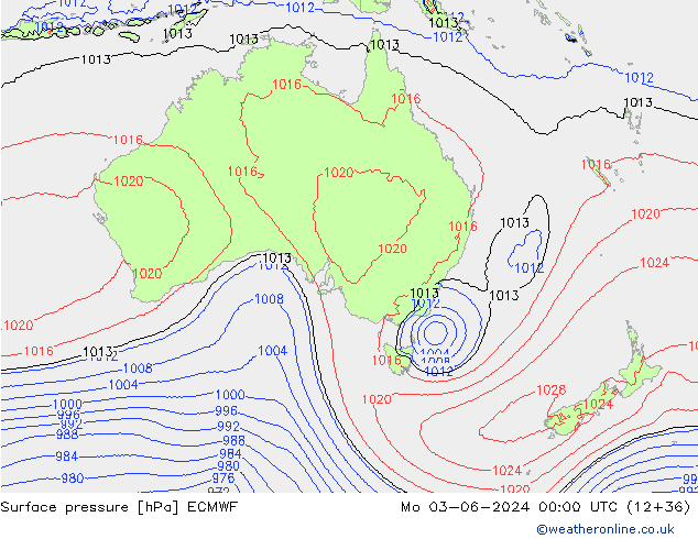 Luchtdruk (Grond) ECMWF ma 03.06.2024 00 UTC