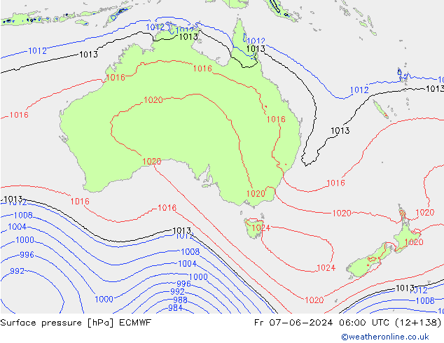 pression de l'air ECMWF ven 07.06.2024 06 UTC