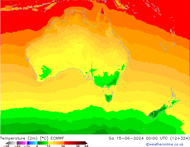 Temperature (2m) ECMWF So 15.06.2024 00 UTC