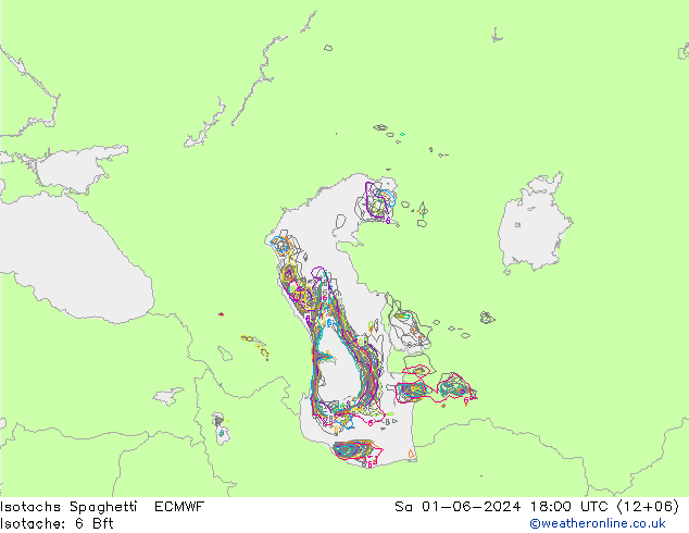 Isotachs Spaghetti ECMWF Sáb 01.06.2024 18 UTC