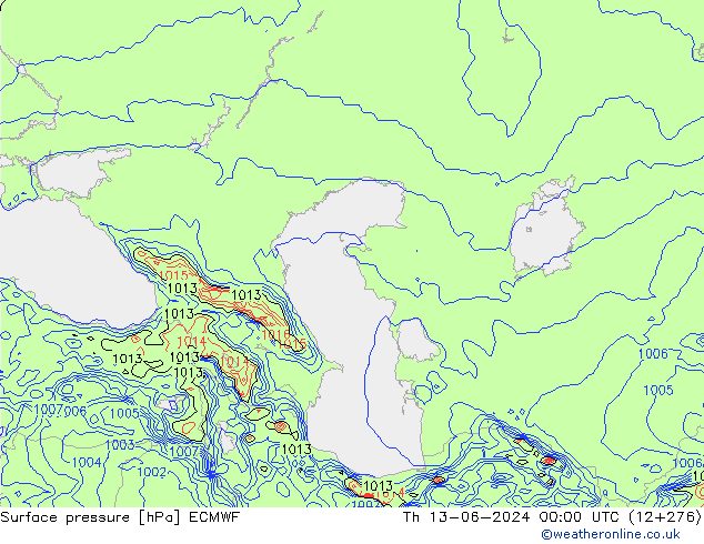 Surface pressure ECMWF Th 13.06.2024 00 UTC