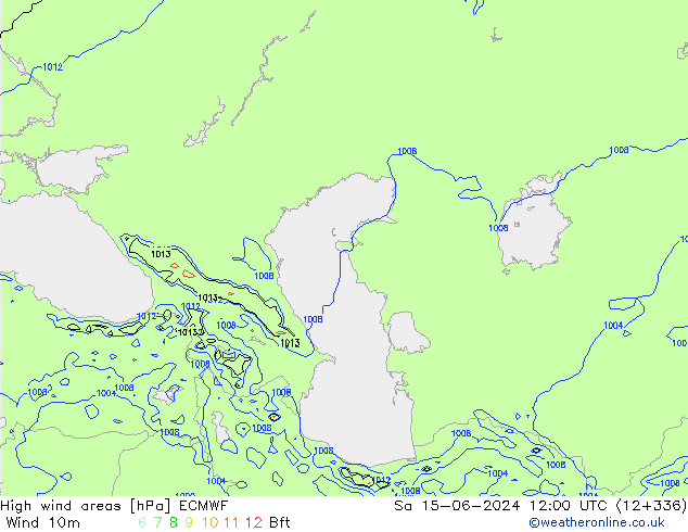 High wind areas ECMWF sam 15.06.2024 12 UTC