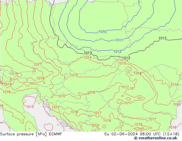 pressão do solo ECMWF Dom 02.06.2024 06 UTC