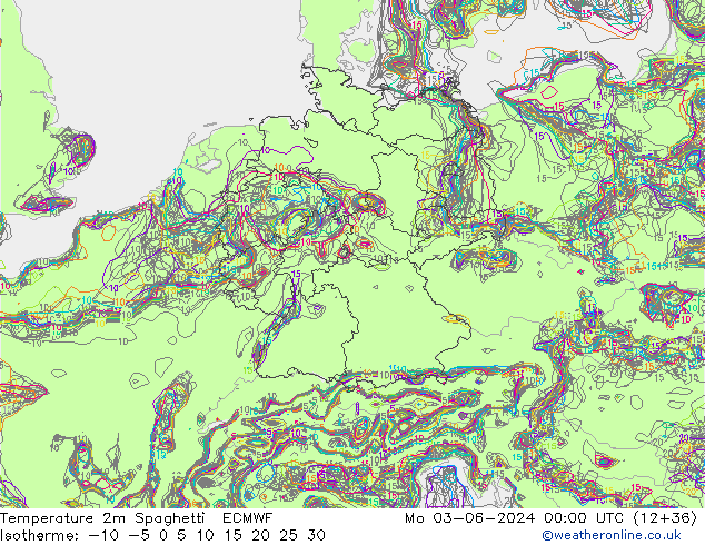mapa temperatury 2m Spaghetti ECMWF pon. 03.06.2024 00 UTC