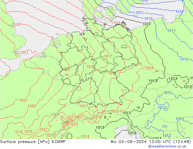 Yer basıncı ECMWF Pzt 03.06.2024 12 UTC