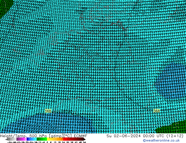 Height/Temp. 500 hPa ECMWF  02.06.2024 00 UTC