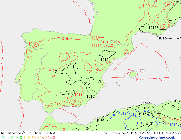 Prąd strumieniowy ECMWF nie. 16.06.2024 12 UTC