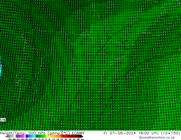 Hoogte/Temp. 500 hPa ECMWF vr 07.06.2024 18 UTC