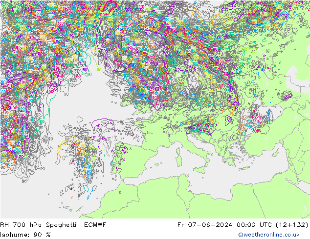 RH 700 hPa Spaghetti ECMWF Fr 07.06.2024 00 UTC