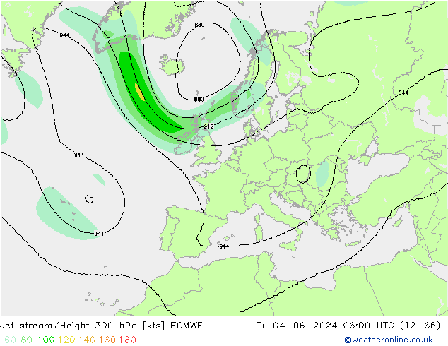 Jet stream ECMWF Ter 04.06.2024 06 UTC