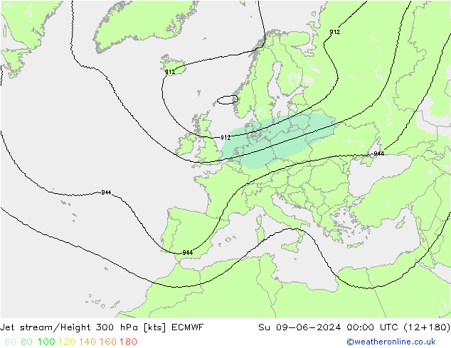 джет ECMWF Вс 09.06.2024 00 UTC