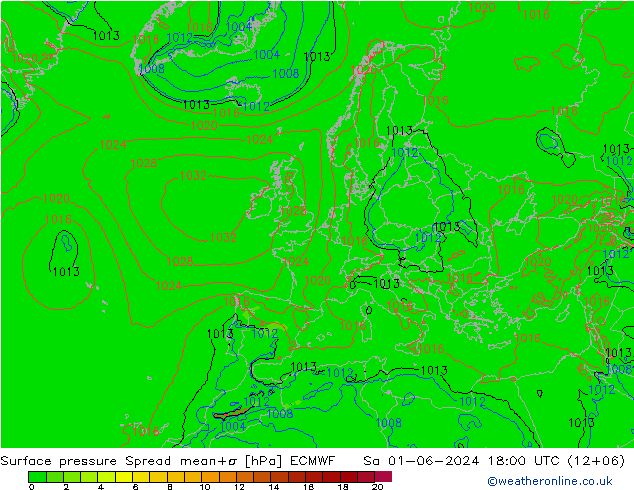 pression de l'air Spread ECMWF sam 01.06.2024 18 UTC