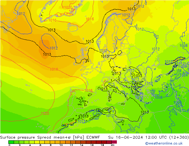 ciśnienie Spread ECMWF nie. 16.06.2024 12 UTC