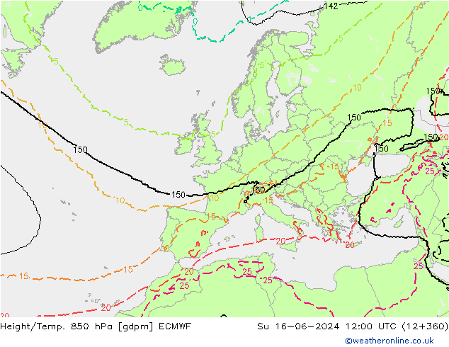 Géop./Temp. 850 hPa ECMWF dim 16.06.2024 12 UTC