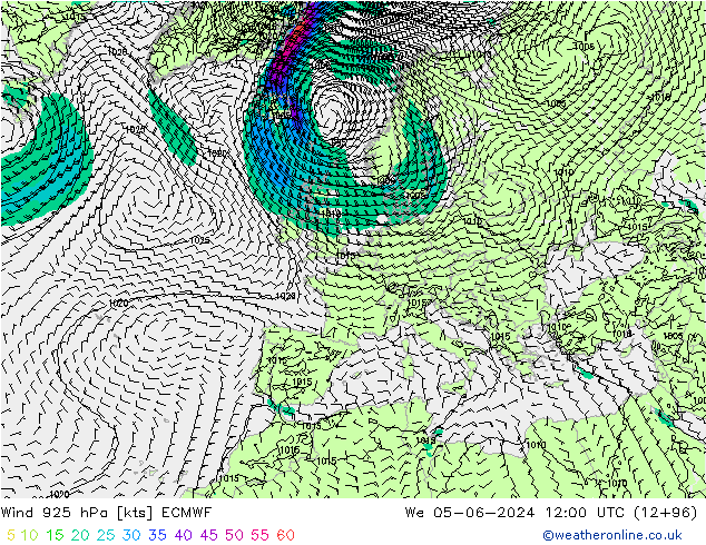 wiatr 925 hPa ECMWF śro. 05.06.2024 12 UTC