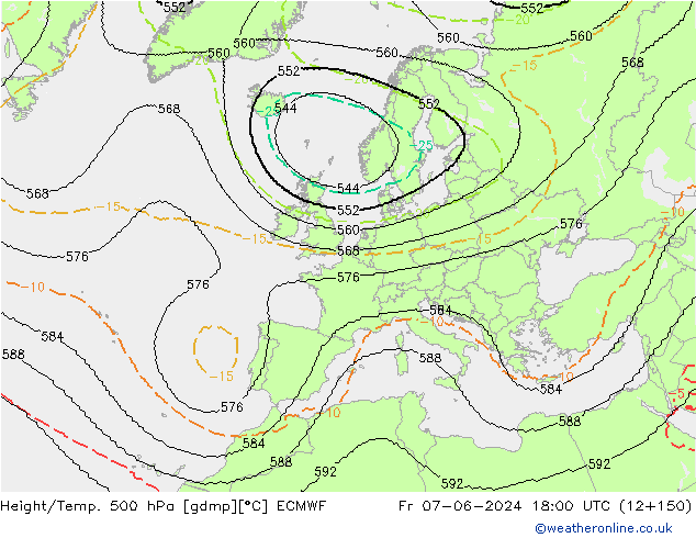 Height/Temp. 500 hPa ECMWF  07.06.2024 18 UTC