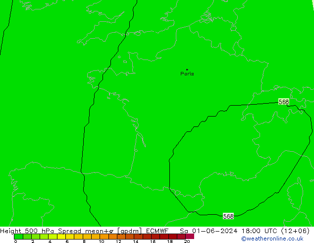 Height 500 hPa Spread ECMWF So 01.06.2024 18 UTC