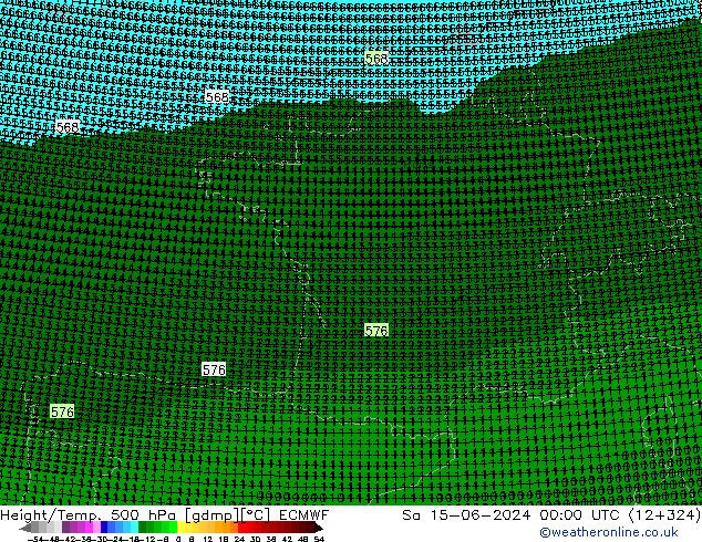 Yükseklik/Sıc. 500 hPa ECMWF Cts 15.06.2024 00 UTC