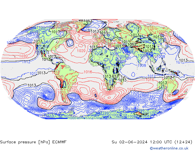 pression de l'air ECMWF dim 02.06.2024 12 UTC