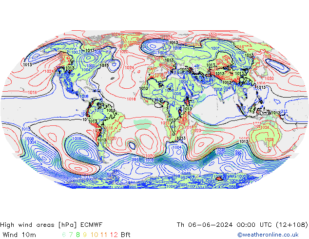 High wind areas ECMWF  06.06.2024 00 UTC