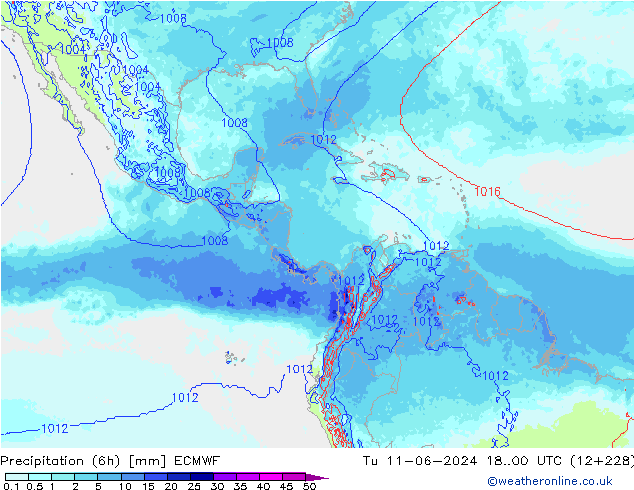 Precipitação (6h) ECMWF Ter 11.06.2024 00 UTC