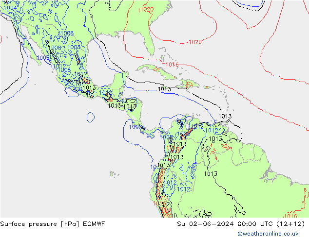 Yer basıncı ECMWF Paz 02.06.2024 00 UTC