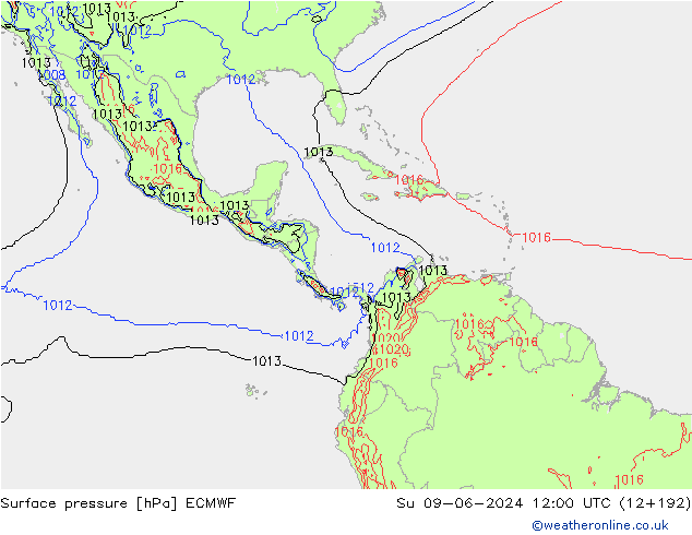 pressão do solo ECMWF Dom 09.06.2024 12 UTC