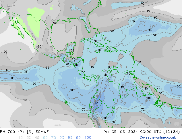 RH 700 hPa ECMWF śro. 05.06.2024 00 UTC