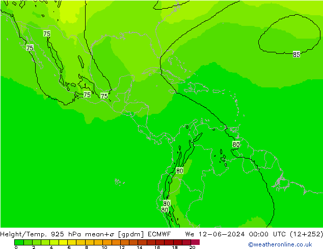 Height/Temp. 925 гПа ECMWF ср 12.06.2024 00 UTC