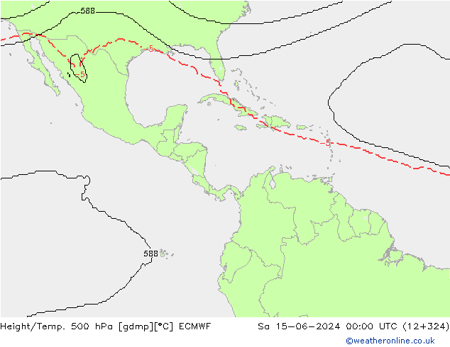 Geop./Temp. 500 hPa ECMWF sáb 15.06.2024 00 UTC