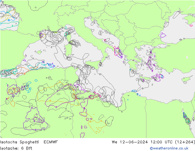 Isotaca Spaghetti ECMWF mié 12.06.2024 12 UTC
