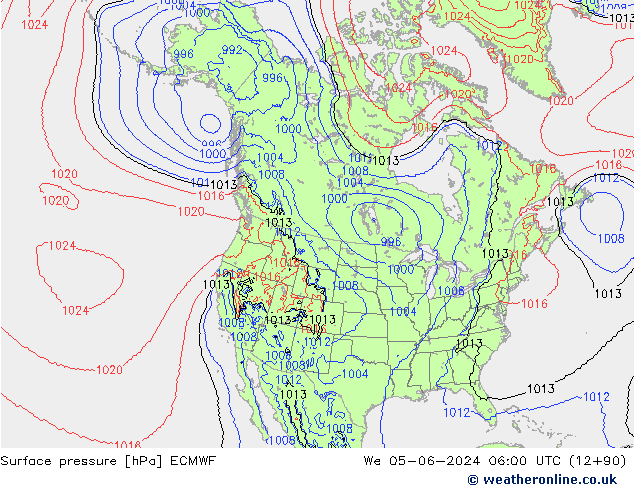 ciśnienie ECMWF śro. 05.06.2024 06 UTC