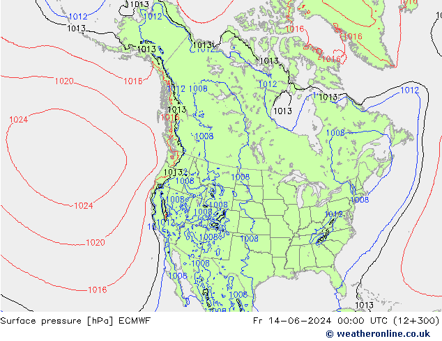 pressão do solo ECMWF Sex 14.06.2024 00 UTC