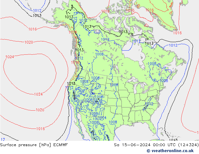 Surface pressure ECMWF Sa 15.06.2024 00 UTC