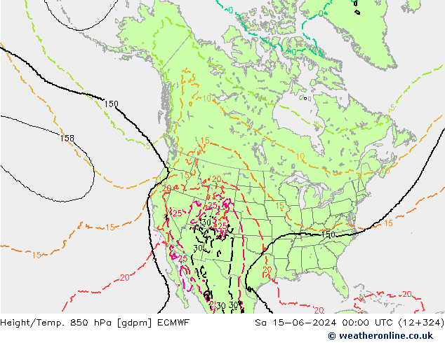 Height/Temp. 850 hPa ECMWF Sa 15.06.2024 00 UTC