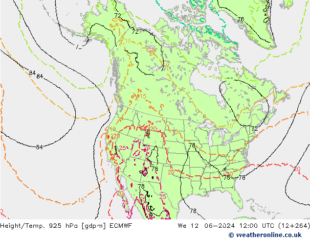 Yükseklik/Sıc. 925 hPa ECMWF Çar 12.06.2024 12 UTC