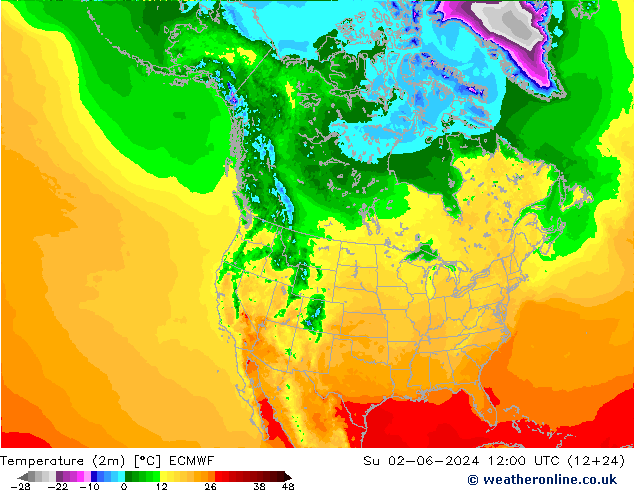 température (2m) ECMWF dim 02.06.2024 12 UTC