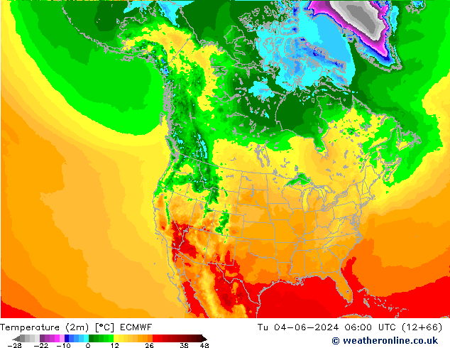 Sıcaklık Haritası (2m) ECMWF Sa 04.06.2024 06 UTC